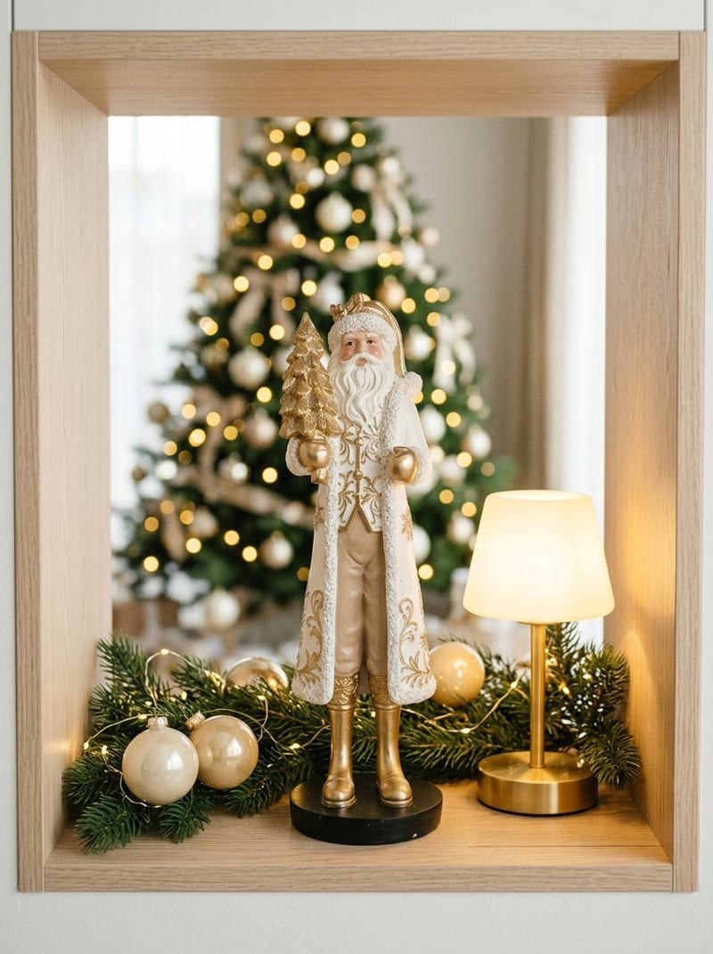 Bielo-zlatá keramická figúrka Santa Clausa