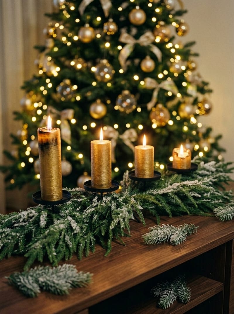 Veľký zelený adventný veniec na štyri sviečky